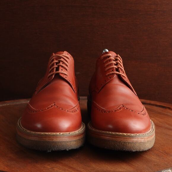 Dries Van Noten Oxfords Mens SZ EU 42.5 US 9.5 Brown Leather Wingtip Dress Shoes - Picture 4 of 16